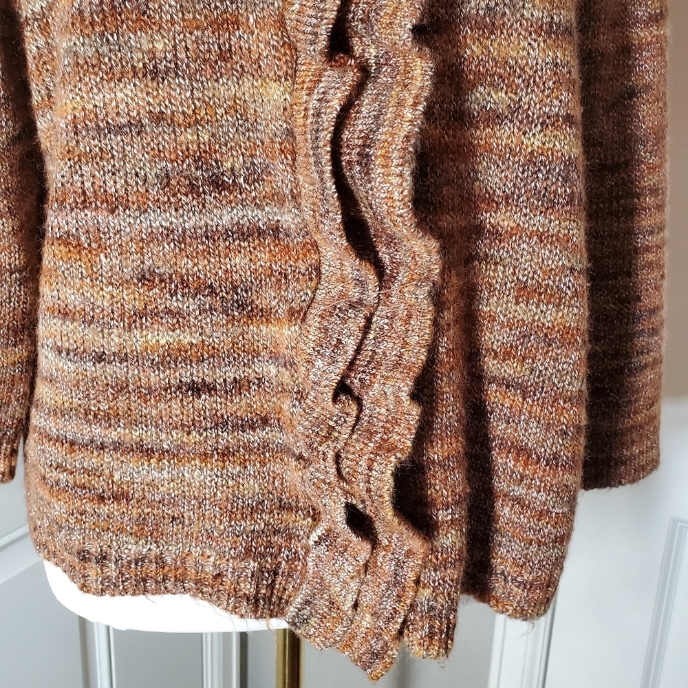 Ruby Rd. Brown Rust Women's Ruffle Button Front Cardigan Sweater Size Medium - Picture 16 of 16
